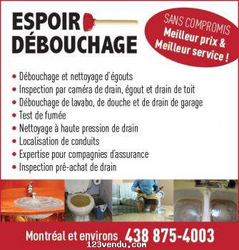 Annonces classees img:preview Plomberie ESPOIR DEBOUCHAGE 438-875-4003  (Plumbing /Plumber )